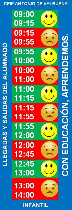 HORARIO ENTRADAS Y SALIDAS EN EL PARVULARIO