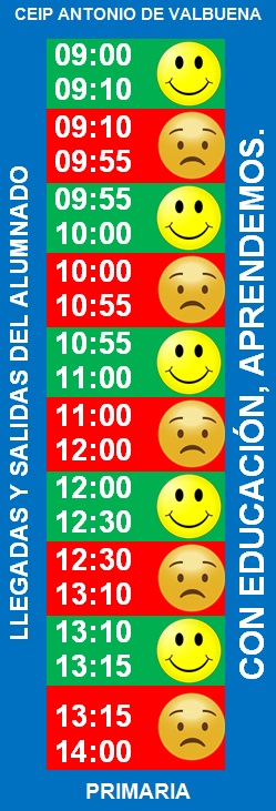 HORARIO ENTRADAS Y SALIDAS EN EL EDIFICIO DE PRIMARIA
